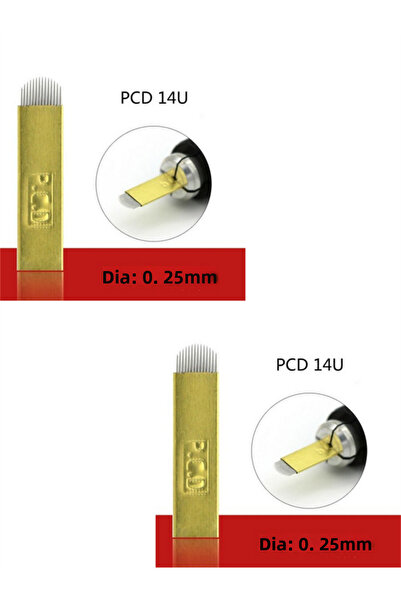 iğnem Set de 2 ace de microblading Pcd cu 14 pini U galben auriu