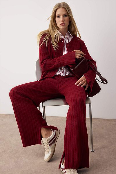 Trendyol Collection Bordro Soft Textured Sweater-Pants Knitwear Bottom-Top Set Twoaw26Au00004