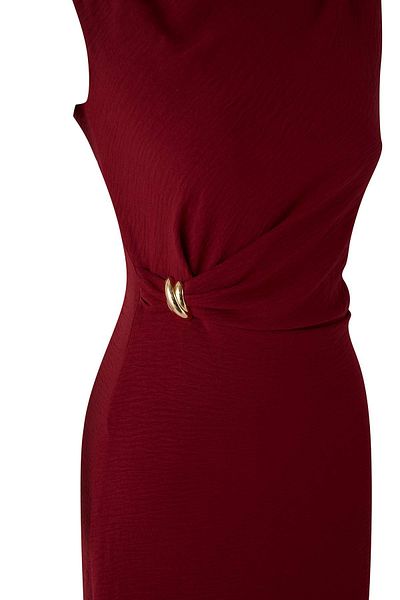 Trendyol Collection Dark Cherry Accessory Detailed Midi Woven Dress Twoss25El00862