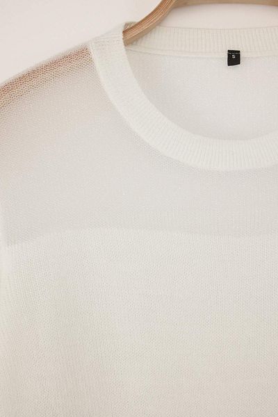 Trendyol Collection Ecru Glittery Transparent Detailed Knitwear Sweater Twoaw24Kz01023