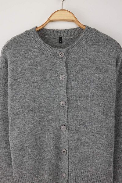 Trendyol Collection Anthracite Alpaca Wool Blended Wide Fit Knitwear Cardigan Twoaw26Hi00089
