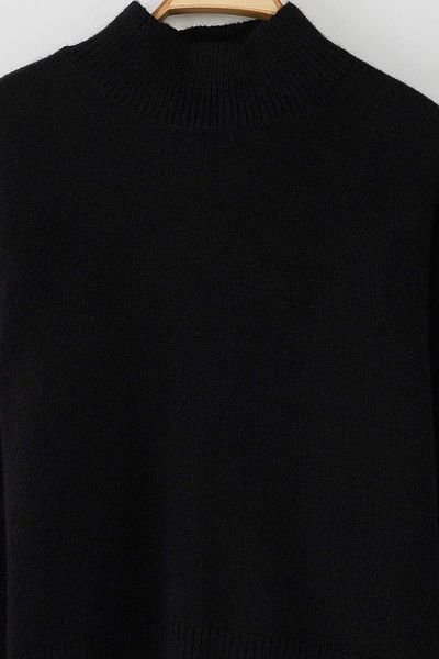 Trendyol Collection Pulover de tricotaj de bază din lână de alpaca neagră amestecată premium/fir special TWOAW26KZ00079