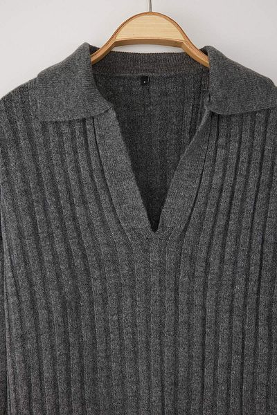 Trendyol Collection Anthracite Soft Textured Polo Neck Knitwear Sweater Twoaw24Kz00678