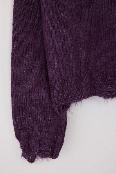 Trendyol Collection Pulover mov Crop Wide Fit Textură moale cu detaliu de curățare TWOAW24KZ00319