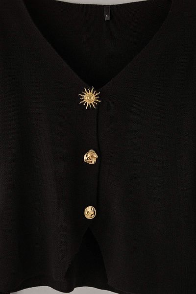 Trendyol Collection Black Trend Button Detailed Knitwear Cardigan Twoaw26Hi00121