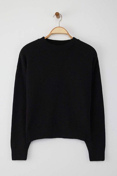 Trendyol Collection Pulover de tricotaj de bază din amestec de lână de alpaca neagră Premium/Fir special TWOAW26KZ00080