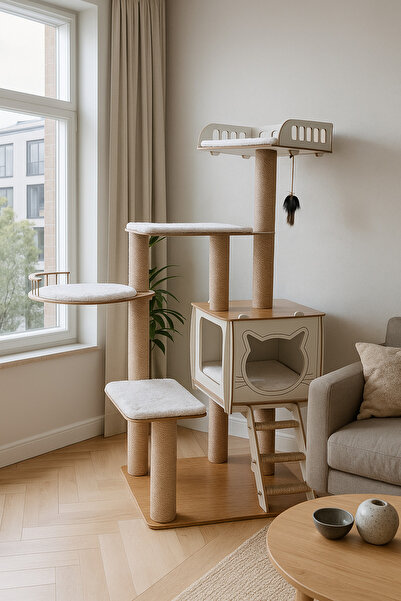 Patihomes Pati Homes Xl Storey Cat Playhouse Pavilion Beige