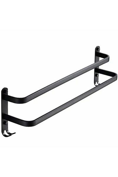 divendi-ro Double towel holder made of solid aluminum, Black - Black