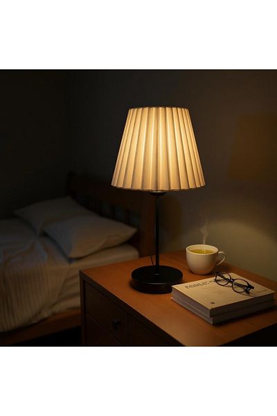 DREAM MODE Miray Pleated Lampshade Modern Stylish Table Lamp with Gold Legs – Bedroom & Living Room Decor