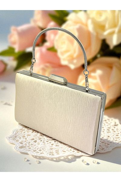 Biçanta Skin Nude Color Waterway Patterned Satin Γυναικείο βραδινό φόρεμα Τσάντα Γάμος Αρραβώνας Αποφοίτηση