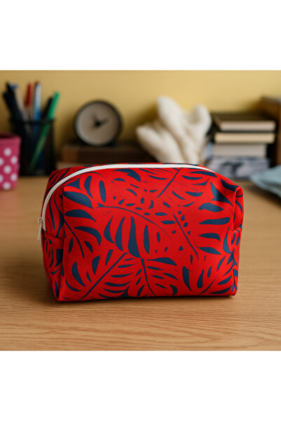 YILDIZ DİJİTAL HOME Органайзер за козметика с мотив „Червени листа“ и цип 18 см – Star Home’s