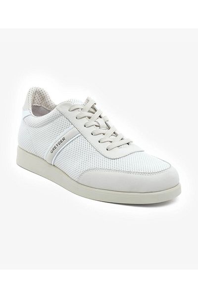 Greyder Ανδρικά παπούτσια sneaker από γνήσιο λευκό δέρμα 5y1sa18462