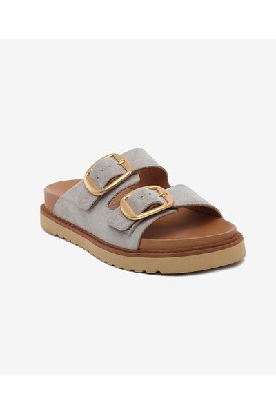 Greyder Women's Beige Suede Genuine Leather Slippers 5Y2Ct59054