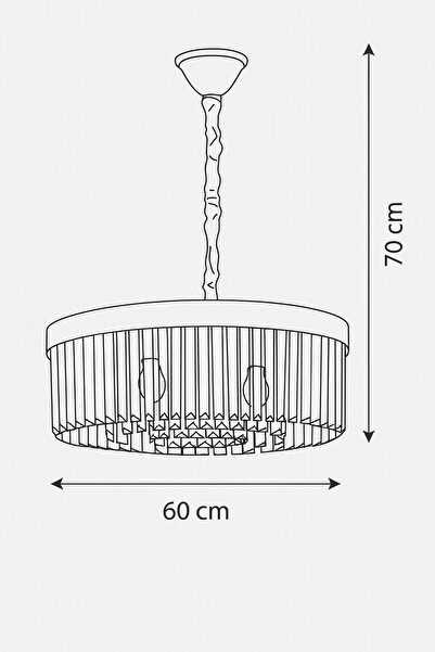 Avizemoda Desina 60 Cm'Lik Kristal Tabut Taşlı Salon Oturma Odası Lüks Avize - GOLD Kaplama
