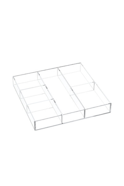 SMARTPOINTS منظم أدراج أكريليك، منظم درج مكياج شفاف مكون من 6 أقسام للمكتب وغ...