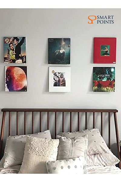 SMARTPOINTS Clear Vinyl Record Shelf Wall Mount Acrylic Album Record Holder - 6 Pack