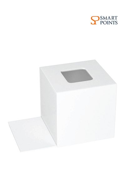 SMARTPOINTS Acrylic Tissue Box Cover 5.4x5.4x5.4 Tissue Holder Napkin Dispenser for Home Office Restaurant-White