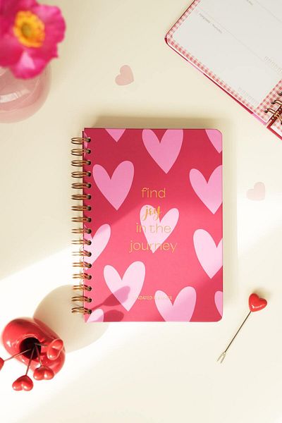 Matt Notebook A5 Spiral Bound Unlimited Planner Agenda with Motivational Pages Hearts