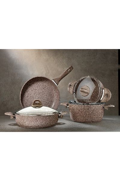 SAFLON Granite Cookware Set, Consisting Of 7 Pieces. - Sf6617gr