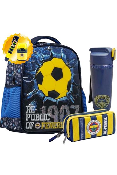 Fenerbahçe Licensed Kindergarten Bag, Double Eyed Pen Bag - Steel Flask 500 ml Gift