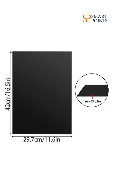 SMARTPOINTS Pack of 4 Acrylic Sheets Acrylic Glass Black Plate A3 1 mm Thick Acrylic Panels
