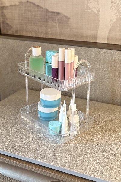 UNIQUE ME 2 Tier Makeup Organizer Cosmetic Accessory Organizer Bathroom Shelf Diamond
