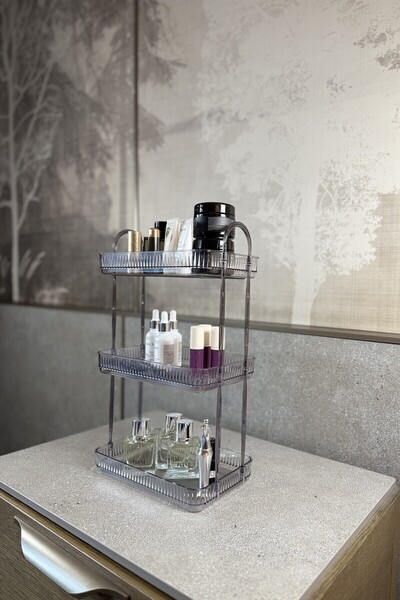 UNIQUE ME 3 Tier Makeup Organizer Cosmetic Accessory Organizer Bathroom Shelf Stone