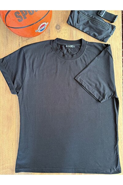 Style Kadin Siyah Oversize Basic Tişört
