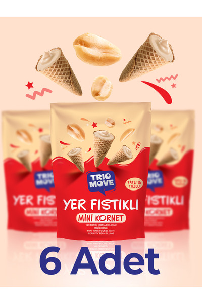 TrioMove Mini Kornet - Yer Fıstığı Kremalı (6 PAKET) Trio Move