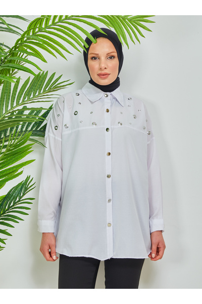 SAHRA BUTİK White Metal Ring Tunic - Sahra Butik