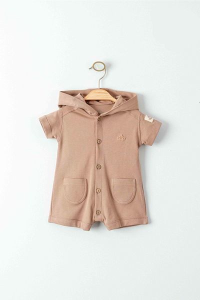 ESLENZA Hooded Short Jumpsuit Mink