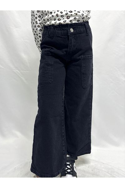 Ede Tekstil Black Jeans Pants for Girls with Elastic Waist
