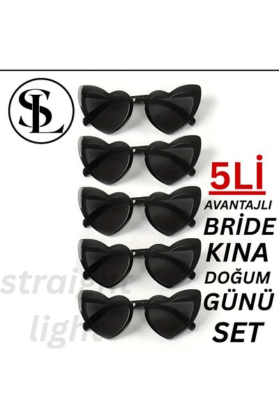 Straight Light Hearted Bride Bridesmaid Bride Sunglasses Set of 5 Black Wedding Engagement Bride Kina after Birthday Party