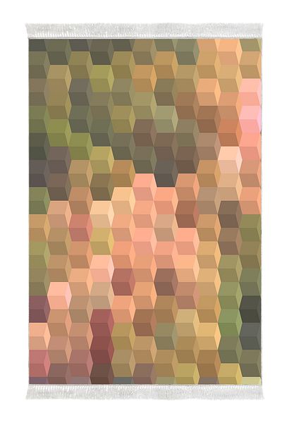 Alanur Home Αντιολισθητική βάση Djt Σετ τουαλέτας Trend Fringed Geometric E5014 Πολύχρωμο