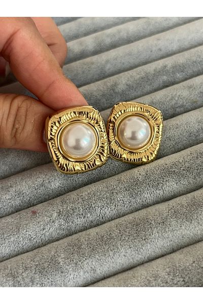 Hoop jewelery Steel Pearl Vintage Model Earrings
