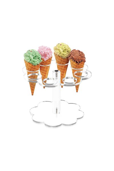 SMARTPOINTS Ice Cream Cone Holder Stand Cupcake Stand with 8 Holes Capacity Clear Clear Acrylic Cone Display Sta