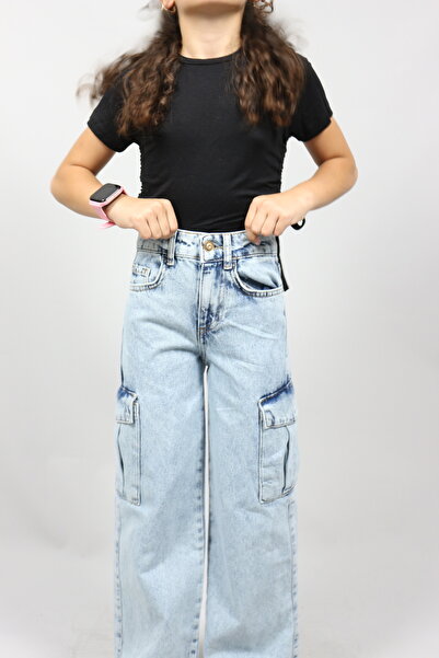 Ede Tekstil Fete Băieți Jean Cargo Jeans Pantaloni