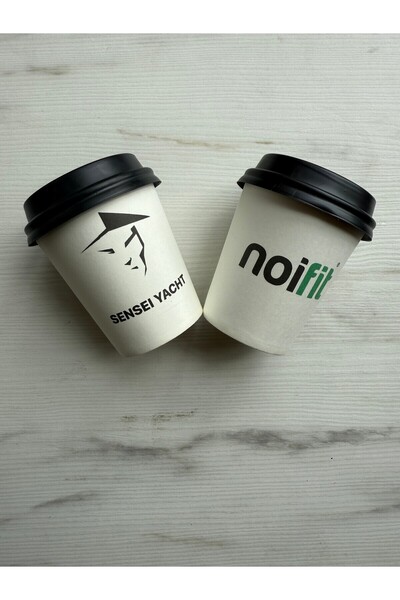 maycup Firmaya Özel Baskılı Kapaklı Karton Bardak 7 Oz 100 Adet