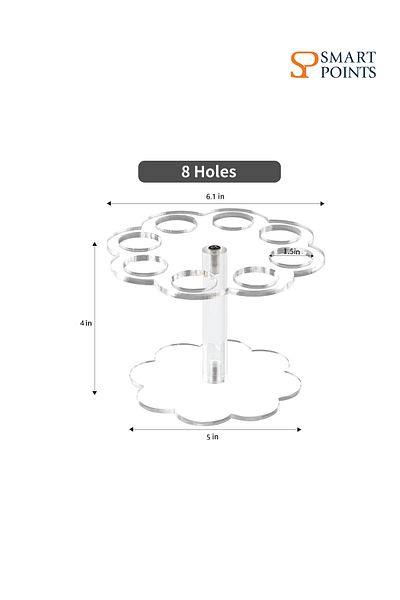 SMARTPOINTS Ice Cream Cone Holder Stand Cupcake Stand with 8 Holes Capacity Clear Clear Acrylic Cone Display Sta
