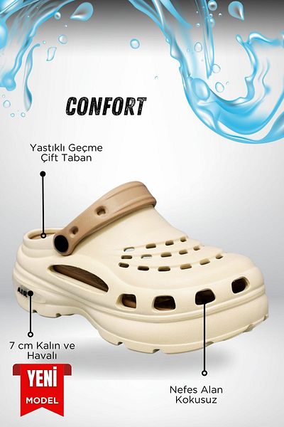 Moda Anna Sermoda High Double Sole Stone Sea Pool Sabo Doctor Nurse Hospital Comfort Daily Women's Slippers