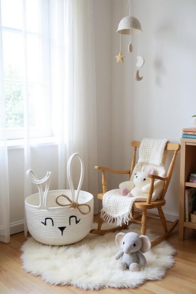 Zuviel Deco Handmade 40x20 Büyük Boy Tavşan Sepet, Oyuncak Sepeti, Düzenleyic...