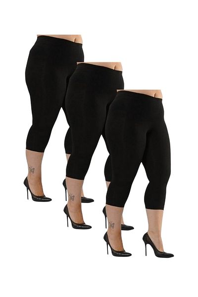 Hmd 3-Piece Oversized Knee Length Black Short Leggings Cotton & Comfortable Texture