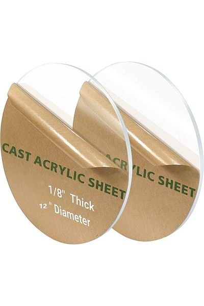 SMARTPOINTS Round Plexiglass Sheet, 2 Pieces 12 Inch Diameter Clear Acrylic Circle