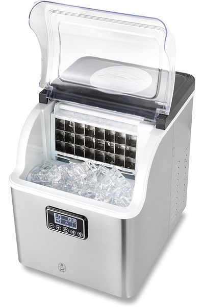 ALSAIF Electric Digital Ice Maker With Self-cleaning And Stainless Steel Body, 130w, 2l Water Tank, 3 Ice S