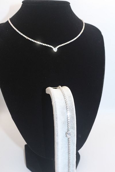 MOSSMOUR White (Transparent) Heart Stone Zircon Necklace Bracelet Earrings Special Day Wedding Engagement Gift Jewelry Set