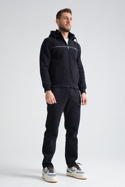 Shooter Ανδρικό σετ χειμερινής φόρμας Navy Blue με κουκούλα με τρεις κλωστές κανονική εφαρμογή