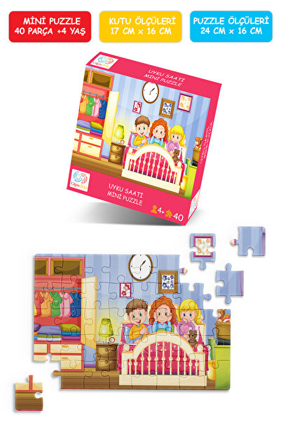 Çılgın Zeka Uyku Saati Mini Puzzle 40 Parça 3-7 Yaş Çocuk Puzzle Yapboz