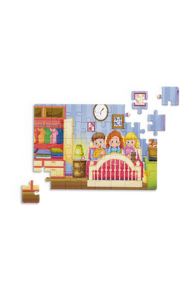 Çılgın Zeka Uyku Saati Mini Puzzle 40 Parça 3-7 Yaş Çocuk Puzzle Yapboz