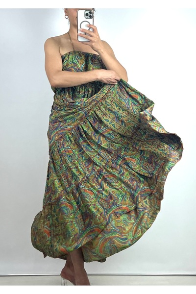 Addnone Breeze of Italy | Italian-Inspired Silk Blend Strapless Maxi Dress