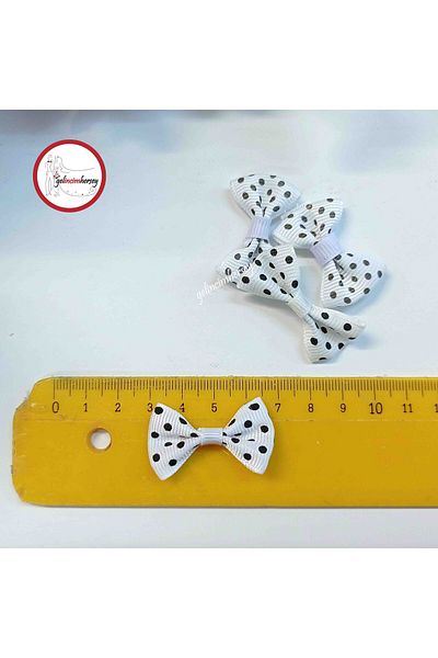 Gelincimherşey 20 Pieces Black Polka Dot White Small Bow for Decoration